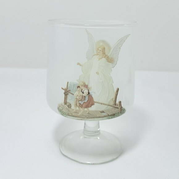 Vintage Wine Glass Cocktail Drink Angel Wing Guardian Mother Milky Frosty Cold - Picture 11 of 12